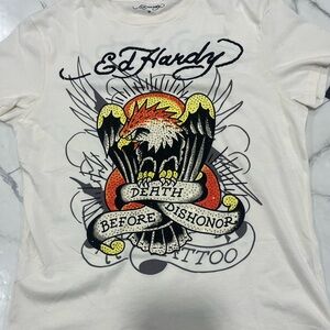Ed Hardy Men's White Graphic Tee
